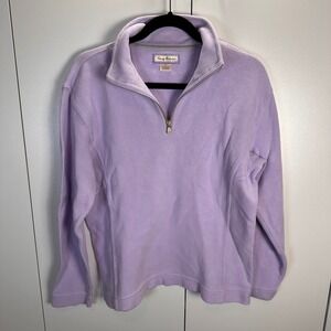 Tommy Bahama Half Zip Pullover Sweater Lavender Cotton‎ Blend Women's Medium